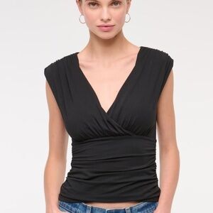 Abercrombie & Fitch Ruched V-Neck Top